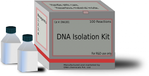 Mit DNA-Isolationskits ähnlich zu diesem hier wird die DNA von den Beweismitteln isoliert. 