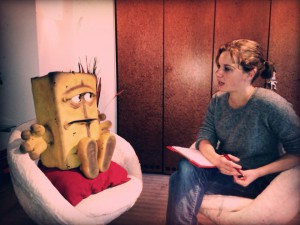 Maria bei einem Interview mit Bernd das Brot (Foto: Tommy Krappweis). 